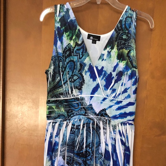 AB Studio Dresses & Skirts - AB Studio Blue-Multi Sleeveless Maxi Dress 8